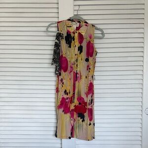 Tabitha Asymmetrical Dress - Pink, Black, and Cream